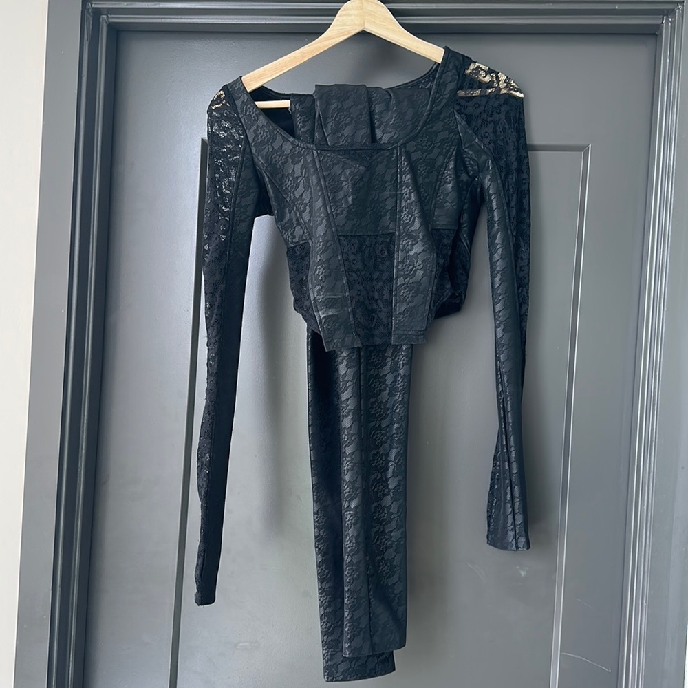 Lace matching pant set